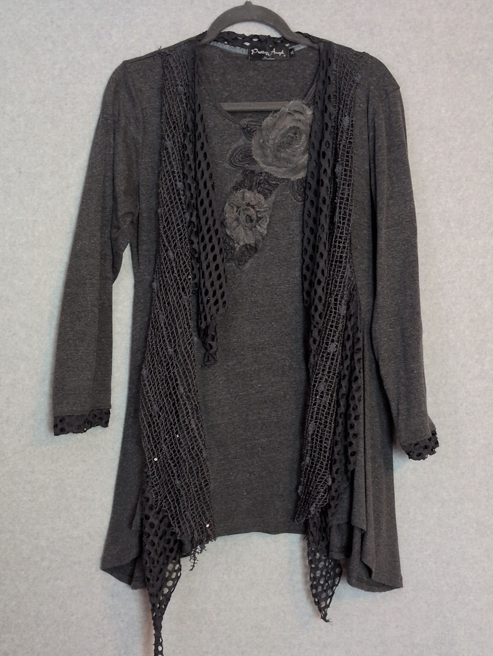 Pretty Angel Gray Top Asymmetrical Women's XL